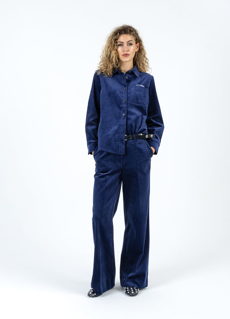 Coster Copenhagen FLØJLSBUKSER - PETRA PASFORM Pants Eclipse blue -555