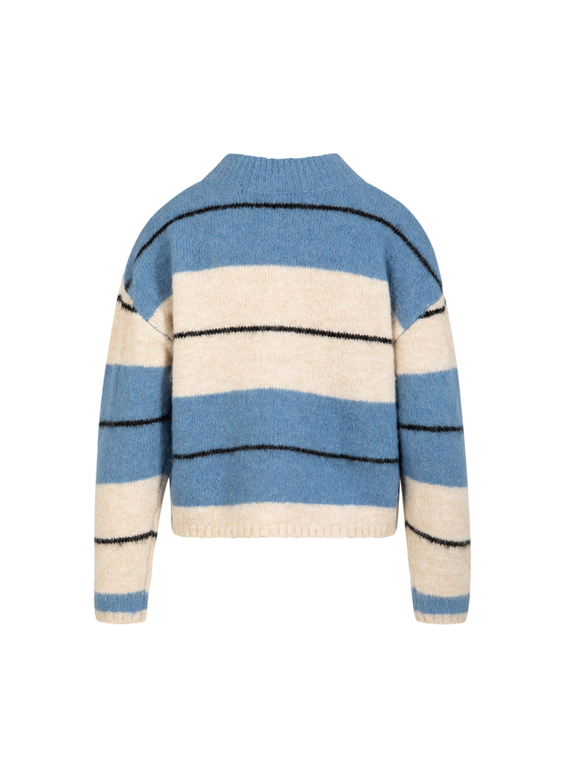 Coster Copenhagen FLUFFY STRIBET STRIK Knitwear Blue/creme stripe - 589