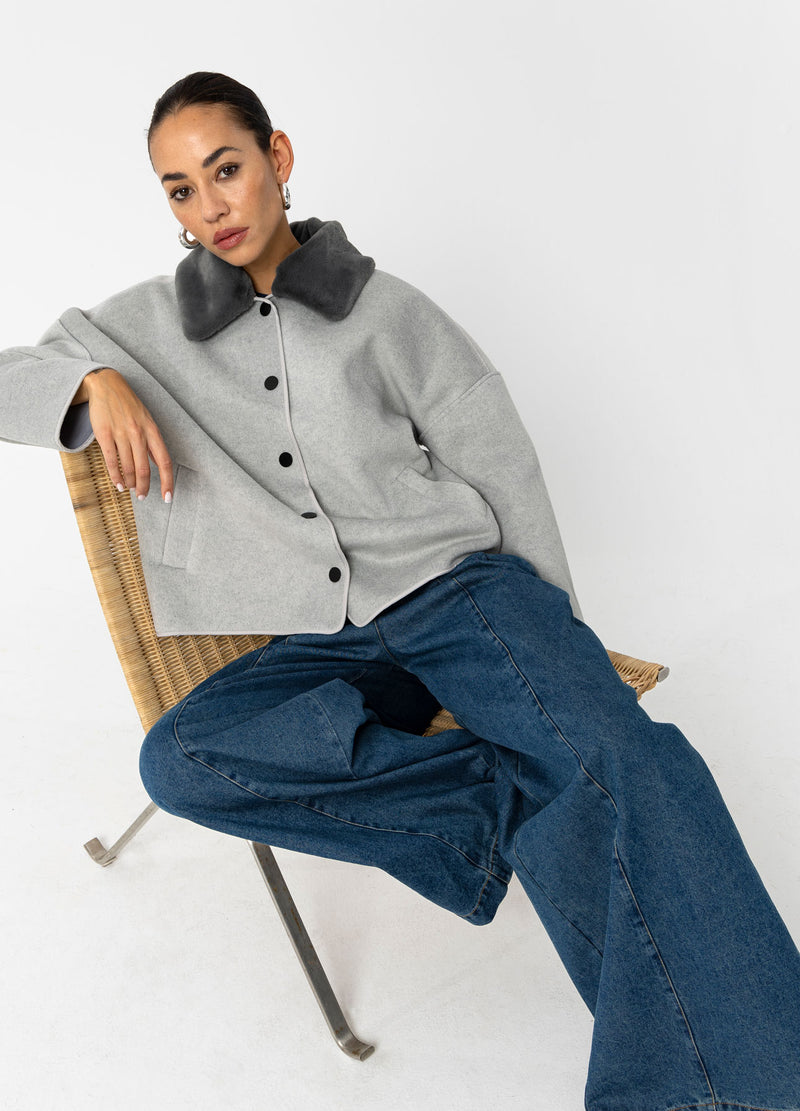 Coster Copenhagen JAKKE MED PELSKRAVE Outerwear Dove grey - 155