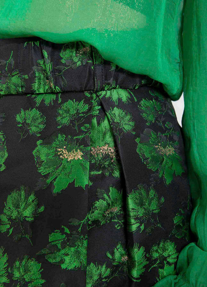 Coster Copenhagen JAQUARD NEDERDEL MED BÆLTE Skirt Dark green jaquard - 423