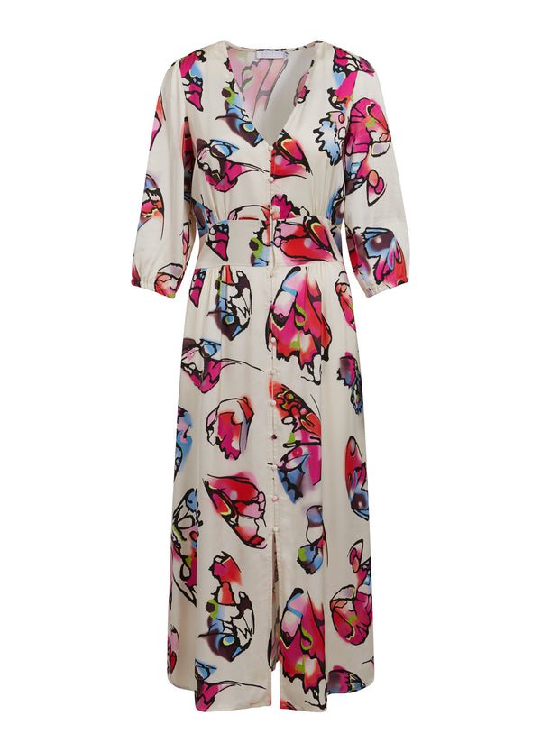 Coster Copenhagen KJOLE M. KNAPPER OG BUTTERFLY PRINT Kjole Butterfly print - 907