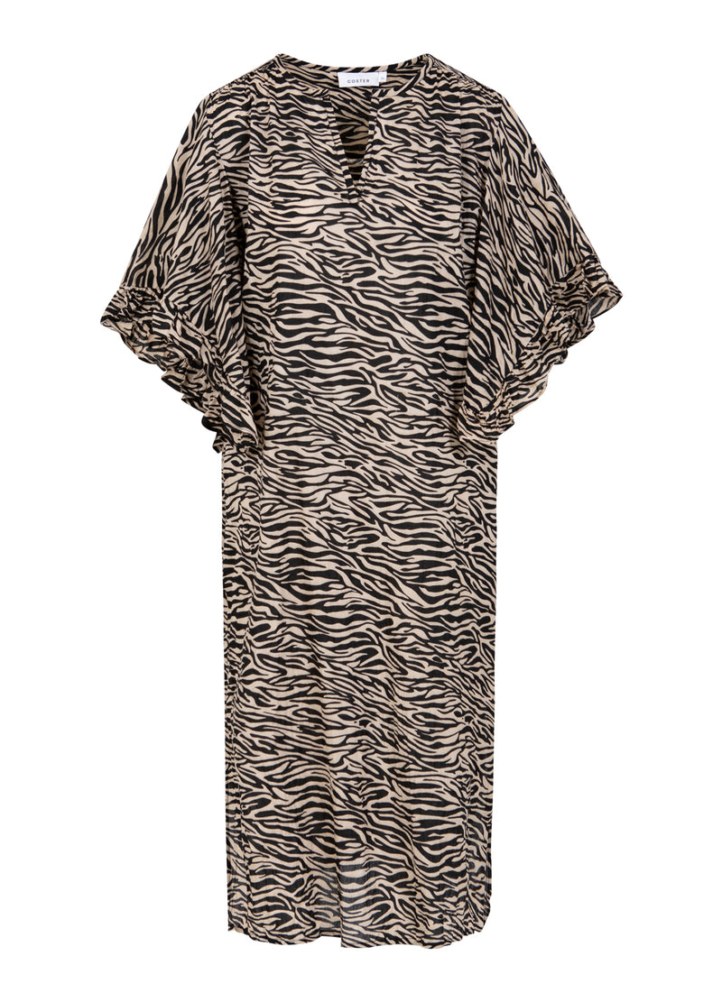 Coster Copenhagen KJOLE MED RYNKÆRMER I ZEBRA PRINT Kjole Zebra print - 914