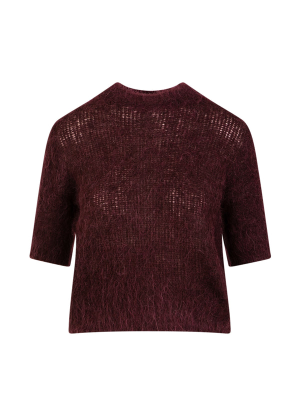Coster Copenhagen KORTÆRMET STRIK I ALPAKA Knitwear Bordeaux - 653