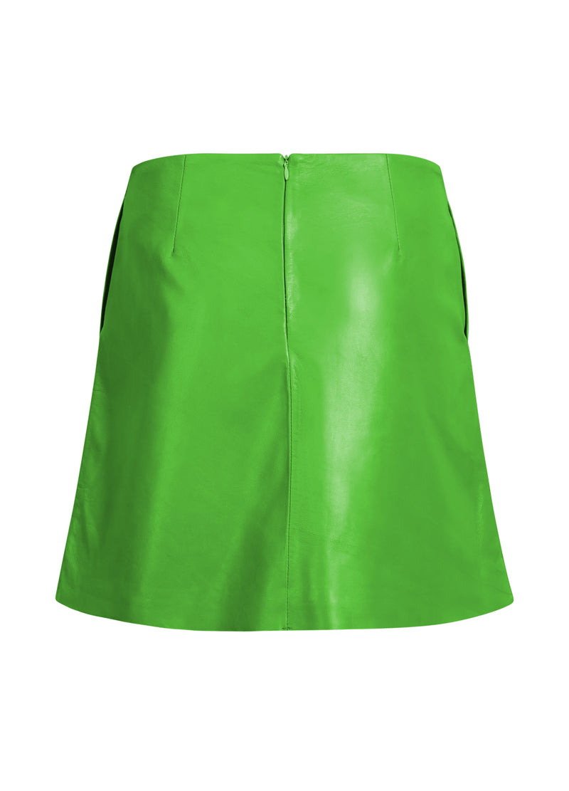 Coster Copenhagen KORT A-SNIT LÆDERNEDERDEL Skirt Flashy green - 459