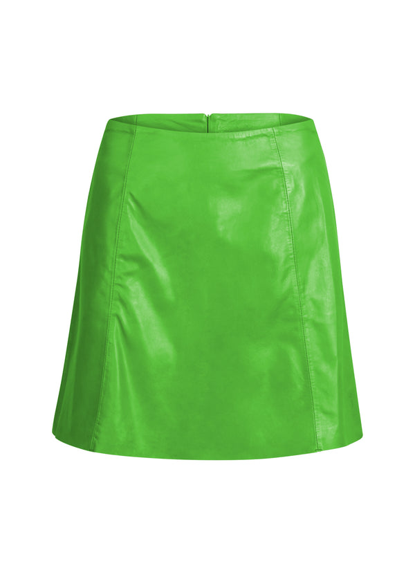 Coster Copenhagen KORT A-SNIT LÆDERNEDERDEL Skirt Flashy green - 459