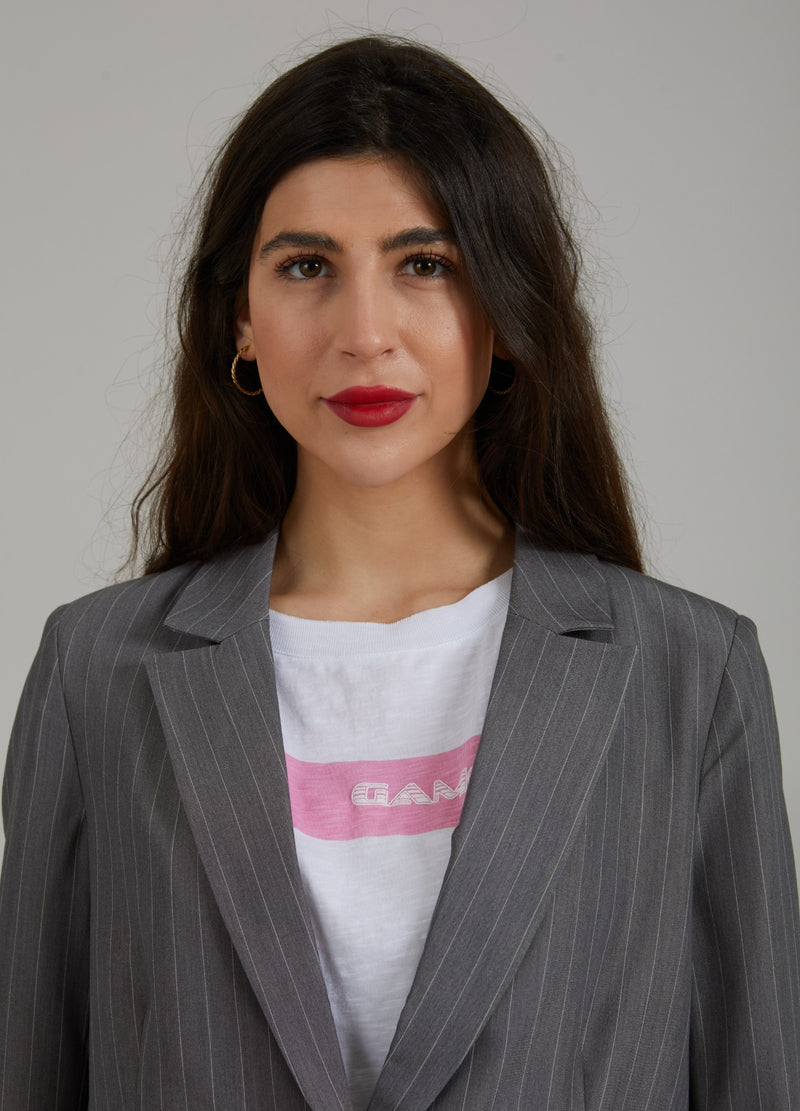 Coster Copenhagen KORT BLAZER M. NÅLESTRIBER - ZOE FIT Blazer Grey pinstripe - 161