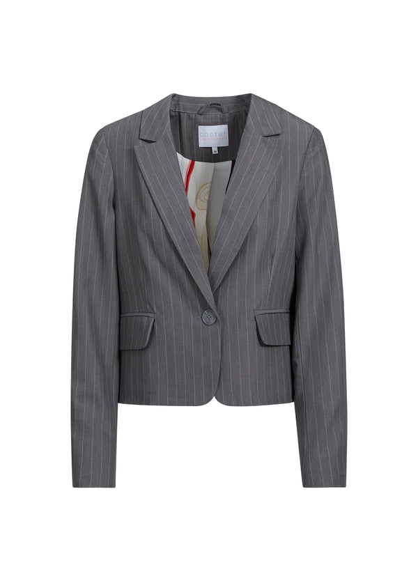 Coster Copenhagen KORT BLAZER M. NÅLESTRIBER - ZOE FIT Blazer Grey pinstripe - 161