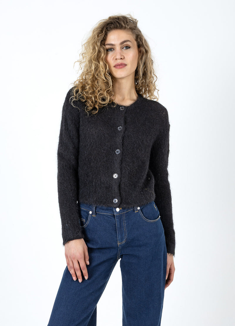 Coster Copenhagen KORT STRIKKET CARDIGAN I ALPAKA Knitwear Black - 100