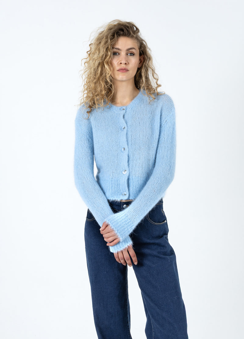 Coster Copenhagen KORT STRIKKET CARDIGAN I ALPAKA Knitwear Pastel blue - 538