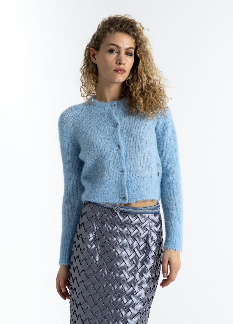Coster Copenhagen KORT STRIKKET CARDIGAN I ALPAKA Knitwear Pastel blue - 538