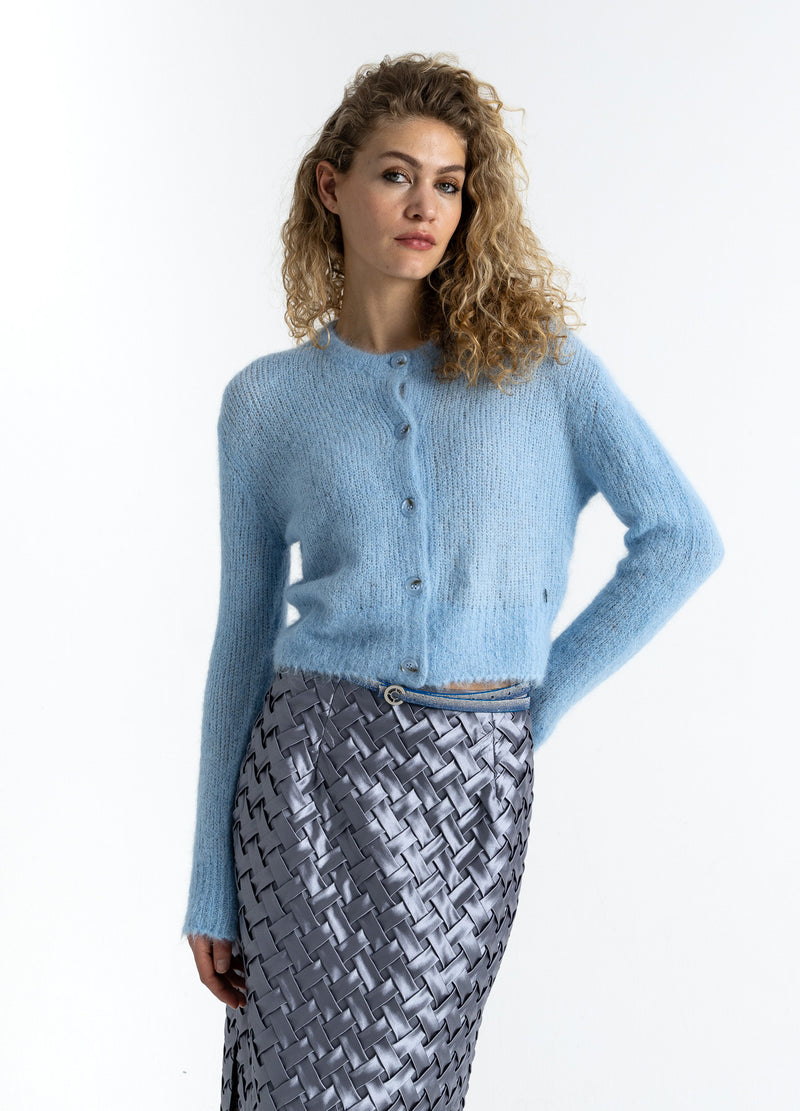 Coster Copenhagen KORT STRIKKET CARDIGAN I ALPAKA Knitwear Pastel blue - 538