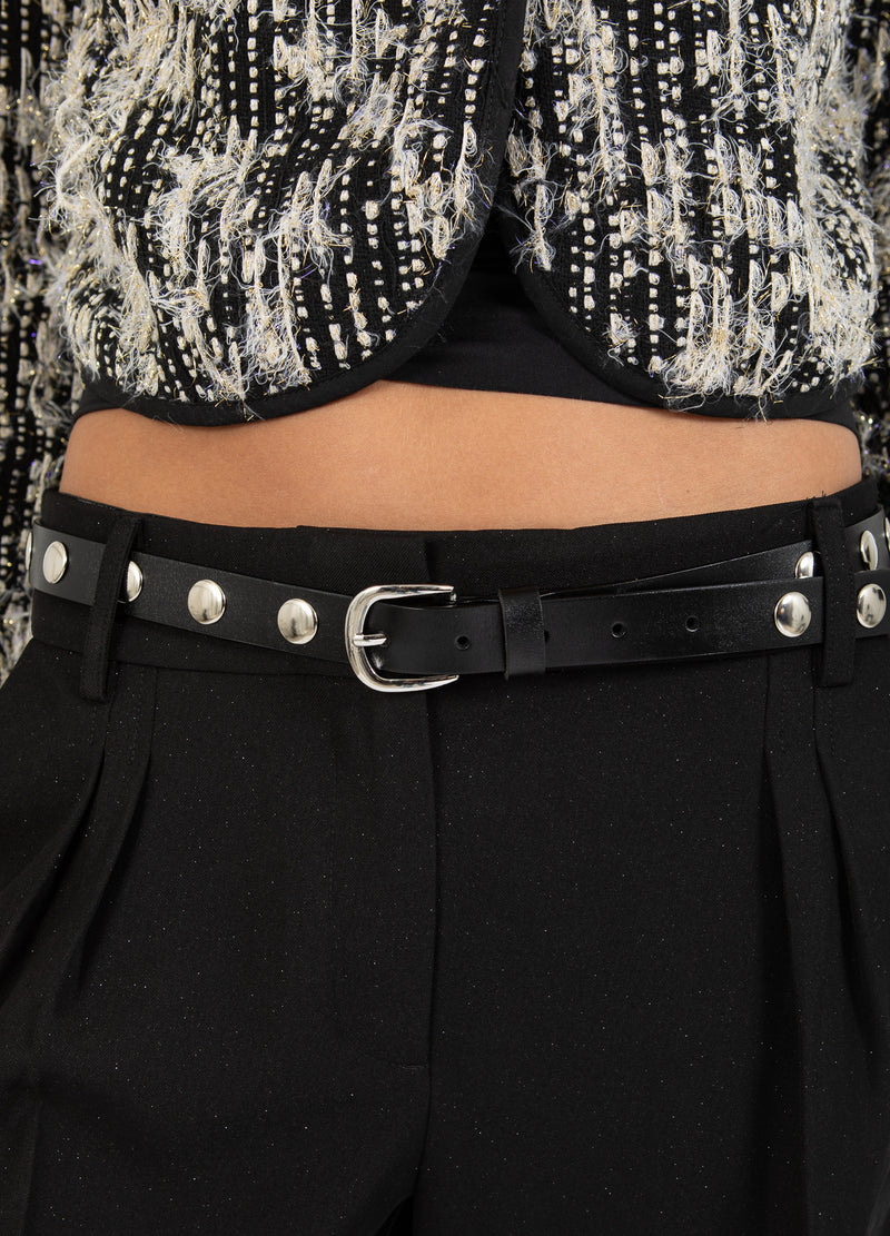 Coster Copenhagen LÆDERBÆLTE MED SØLVNITTER Accessories Black - 100 (silver studs)