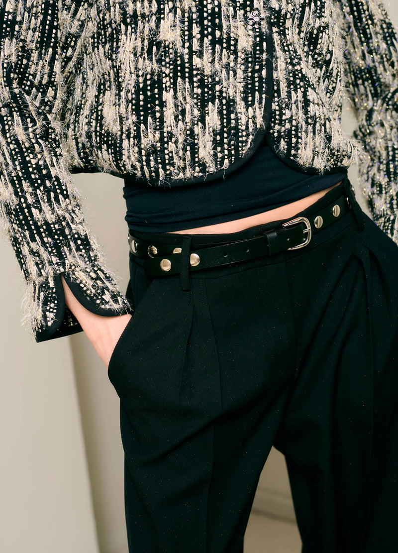 Coster Copenhagen LÆDERBÆLTE MED SØLVNITTER Accessories Black - 100 (silver studs)