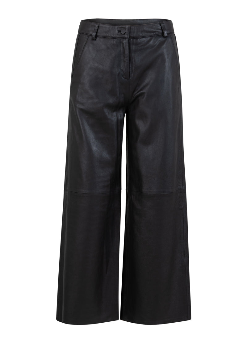 Coster Copenhagen LÆDERBUKSER - PETRA FIT Pants Black - 100