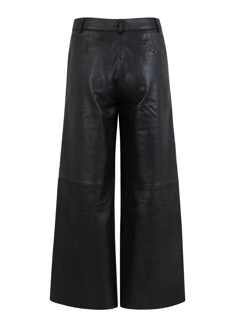 Coster Copenhagen LÆDERBUKSER - PETRA FIT Pants Black - 100