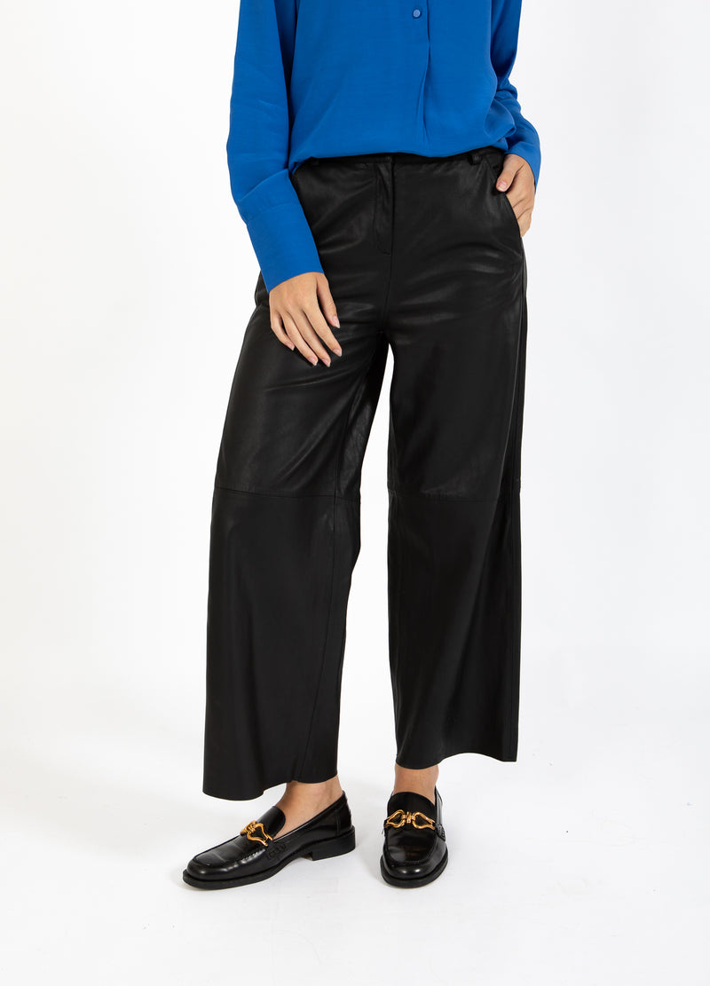 Coster Copenhagen LÆDERBUKSER - PETRA FIT Pants Black - 100