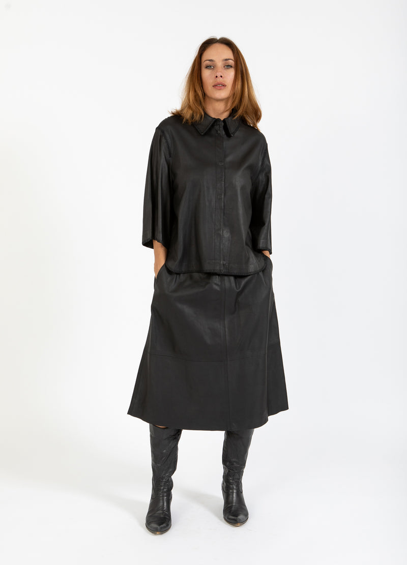 Coster Copenhagen LÆDERNEDERDEL Skirt Black - 100