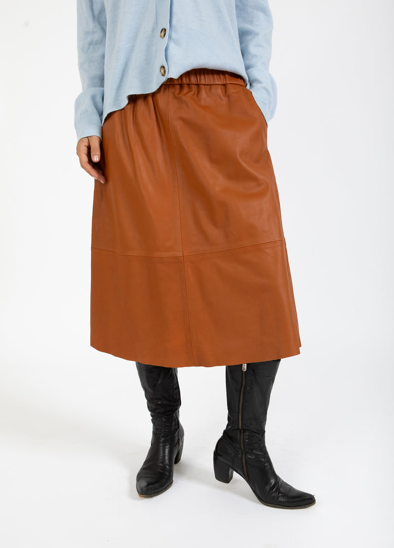 Coster Copenhagen LÆDERNEDERDEL Skirt Cognac brown - 397