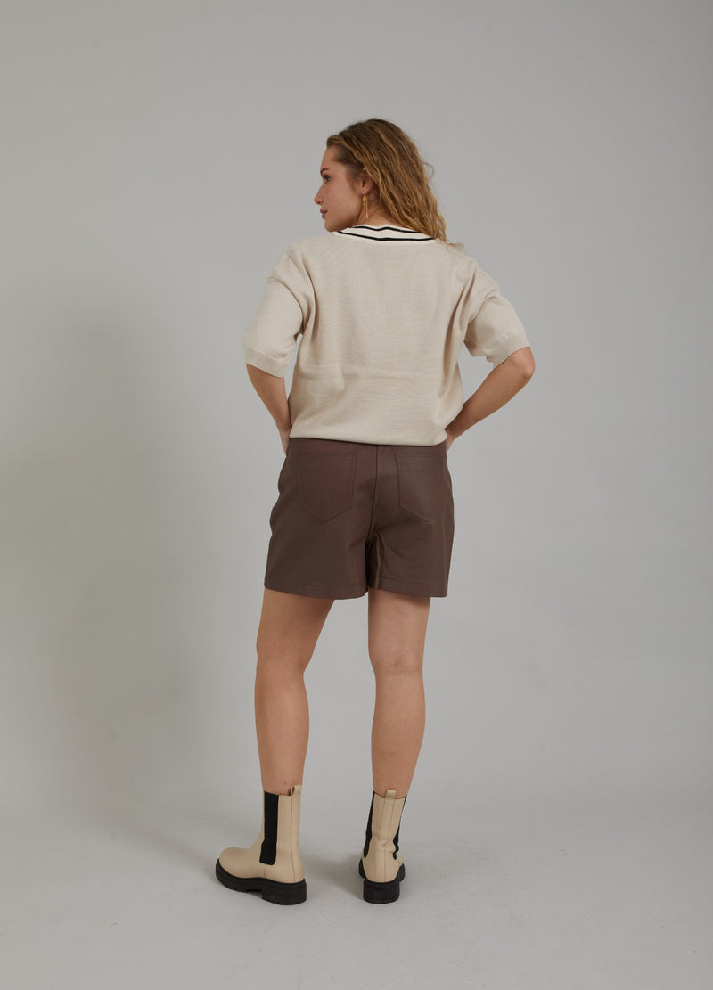 Coster Copenhagen LÆDERSHORTS Pants Spring brown - 387