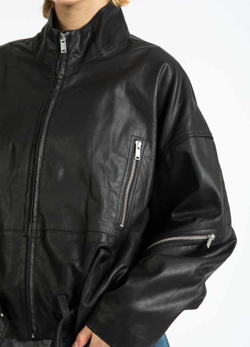Coster Copenhagen LÆDER BOMBERJAKKE Outerwear Black - 100