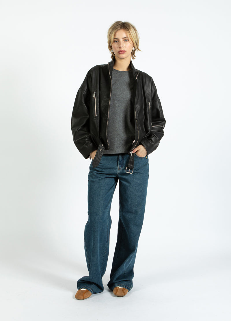 Coster Copenhagen LÆDER BOMBERJAKKE Outerwear Black - 100