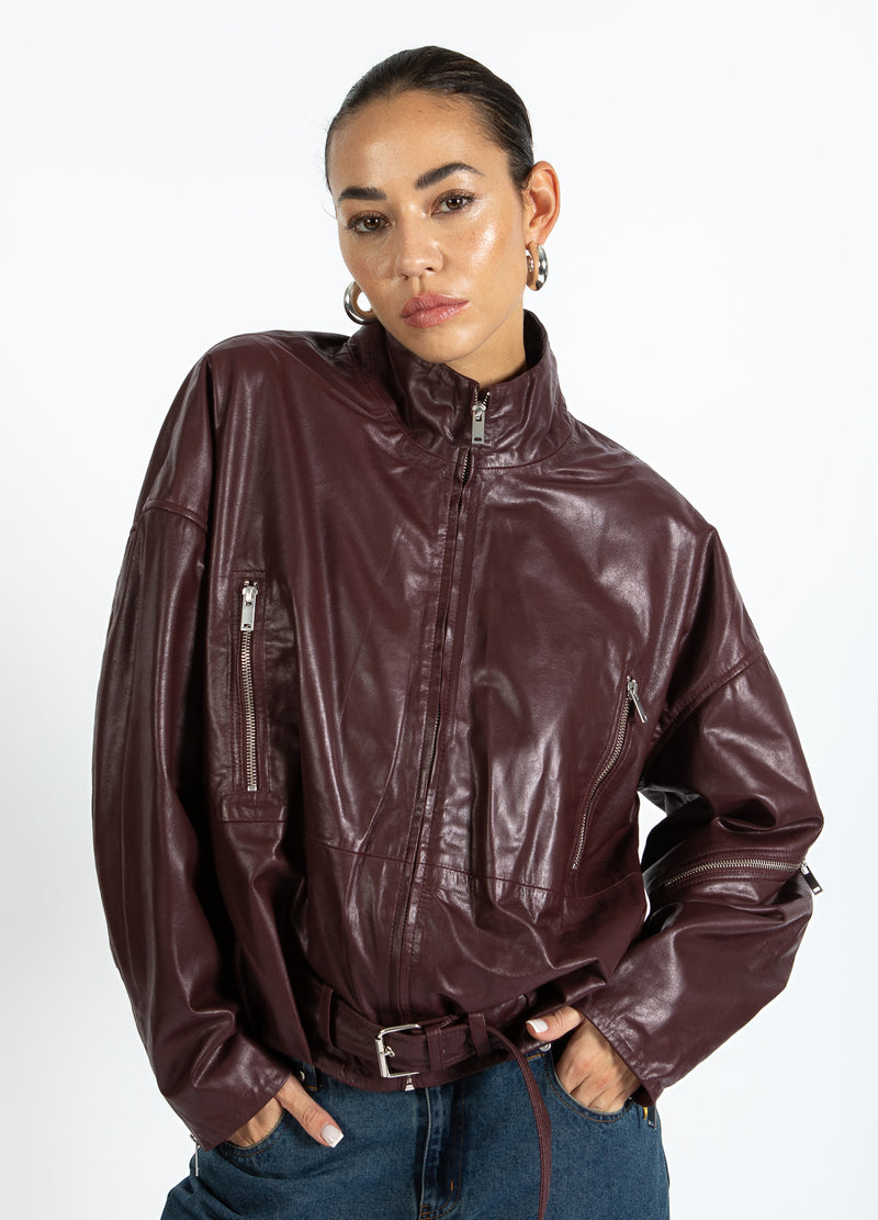 Coster Copenhagen LÆDER BOMBERJAKKE Outerwear Bordeaux - 653