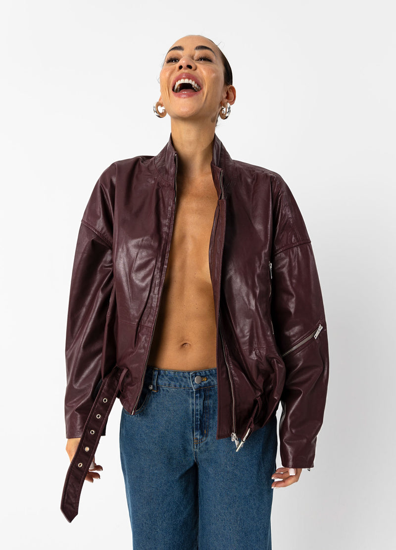 Coster Copenhagen LÆDER BOMBERJAKKE Outerwear Bordeaux - 653