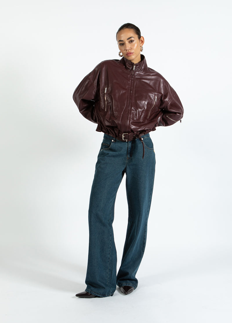 Coster Copenhagen LÆDER BOMBERJAKKE Outerwear Bordeaux - 653