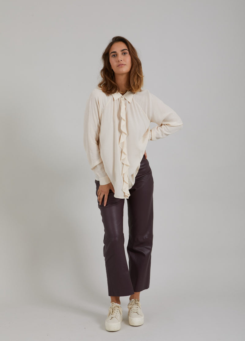 Coster Copenhagen LÆDER LEGGINS M. UDVIDET BEN - MYNTE PASFORM Pants Bordeaux - 653