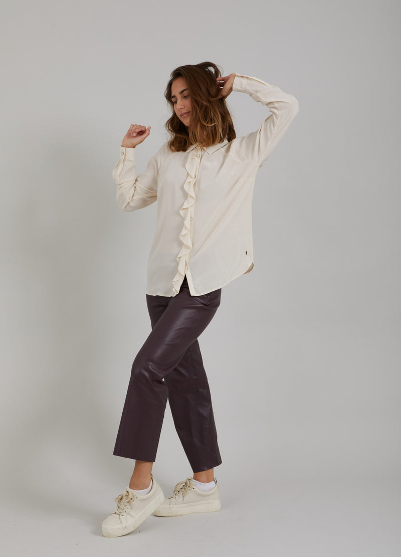 Coster Copenhagen LÆDER LEGGINS M. UDVIDET BEN - MYNTE PASFORM Pants Bordeaux - 653