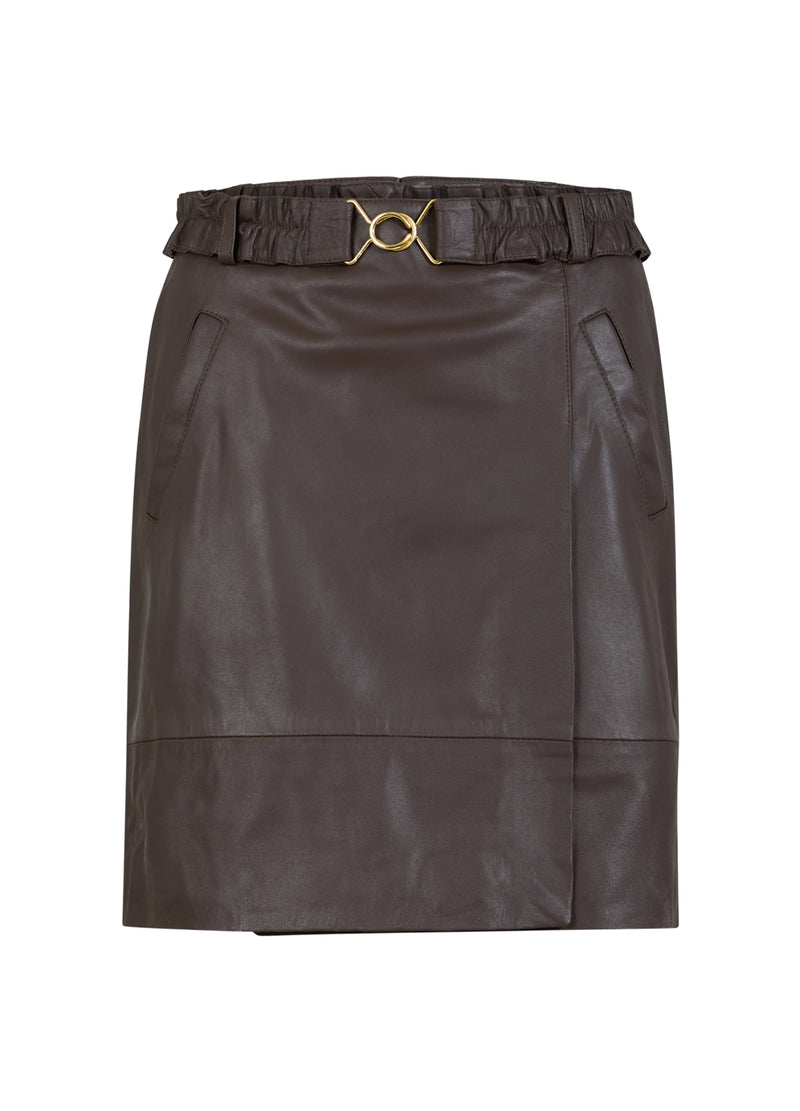 Coster Copenhagen  LÆDER NEDERDEL Skirt Dark Brown - 335