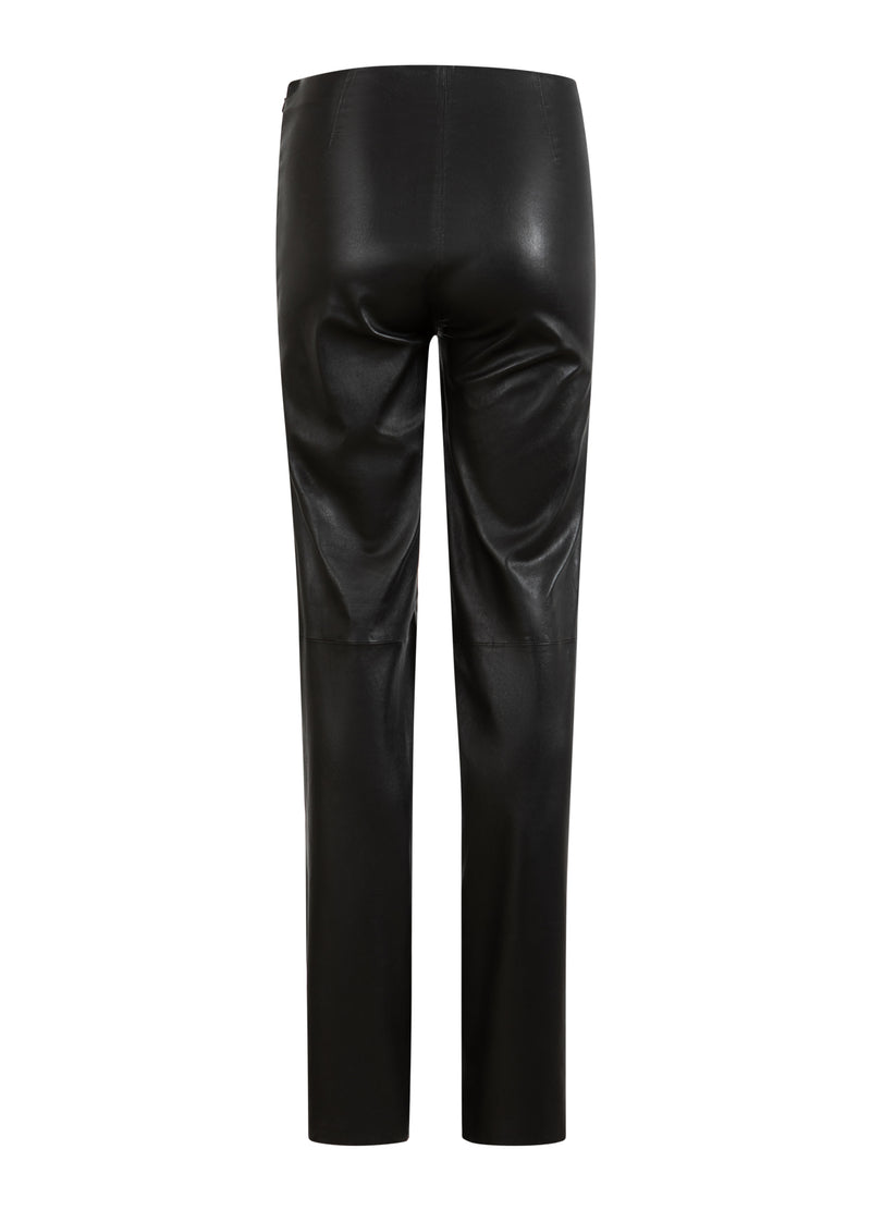 Coster Copenhagen LANGE LÆDERLEGGINGS - MYNTE FIT Pants Black - 100