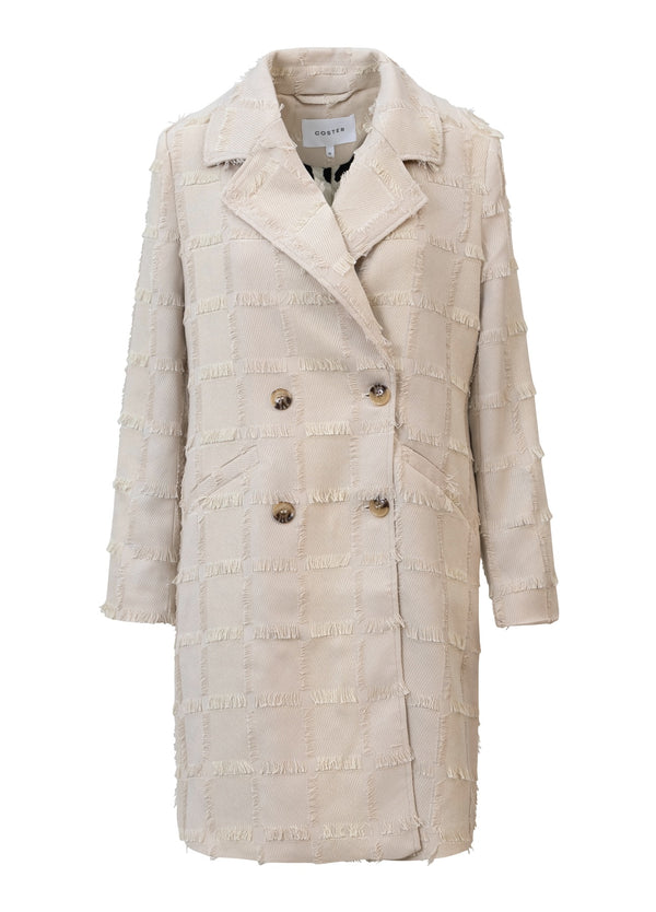 Coster Copenhagen LANG FRAKKE MED TEKSTUR Outerwear Creme - 241