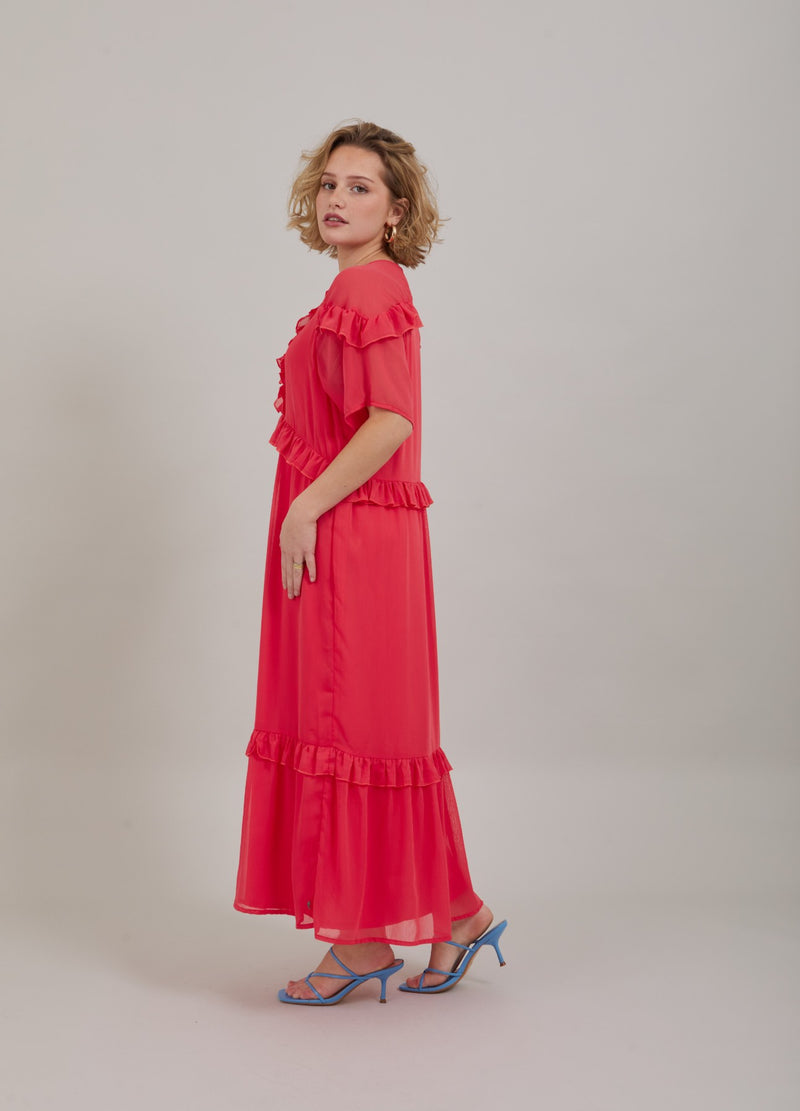 Coster Copenhagen LANG KJOLE M. FLÆSER Kjole Coral pink - 626