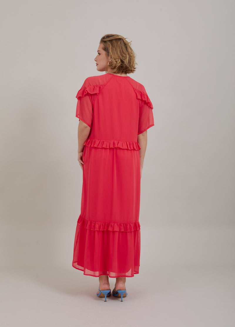Coster Copenhagen LANG KJOLE M. FLÆSER Kjole Coral pink - 626