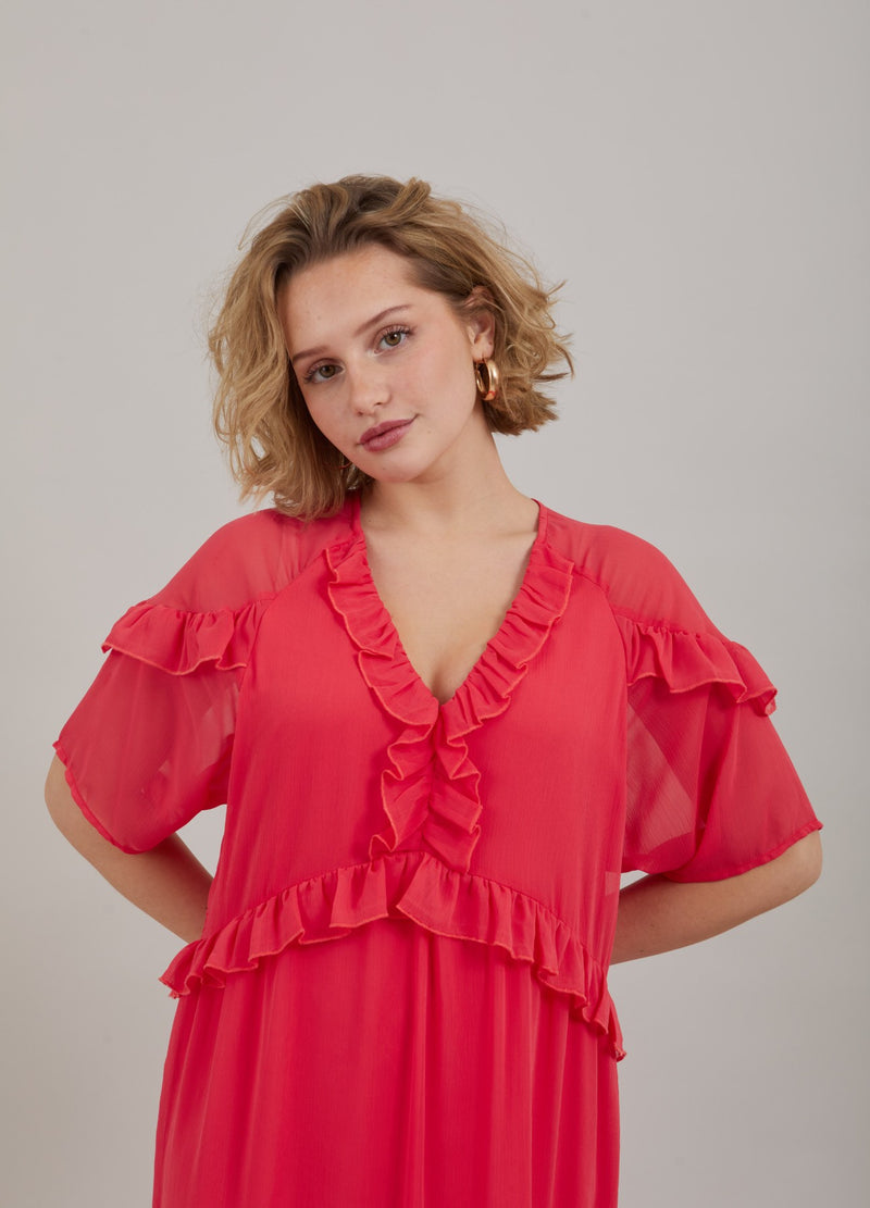 Coster Copenhagen LANG KJOLE M. FLÆSER Kjole Coral pink - 626