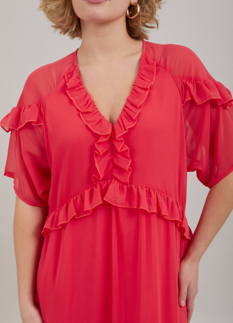 Coster Copenhagen LANG KJOLE M. FLÆSER Kjole Coral pink - 626