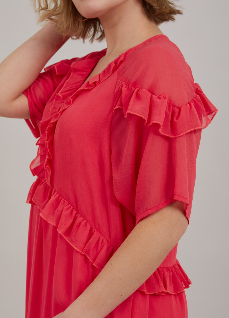 Coster Copenhagen LANG KJOLE M. FLÆSER Kjole Coral pink - 626