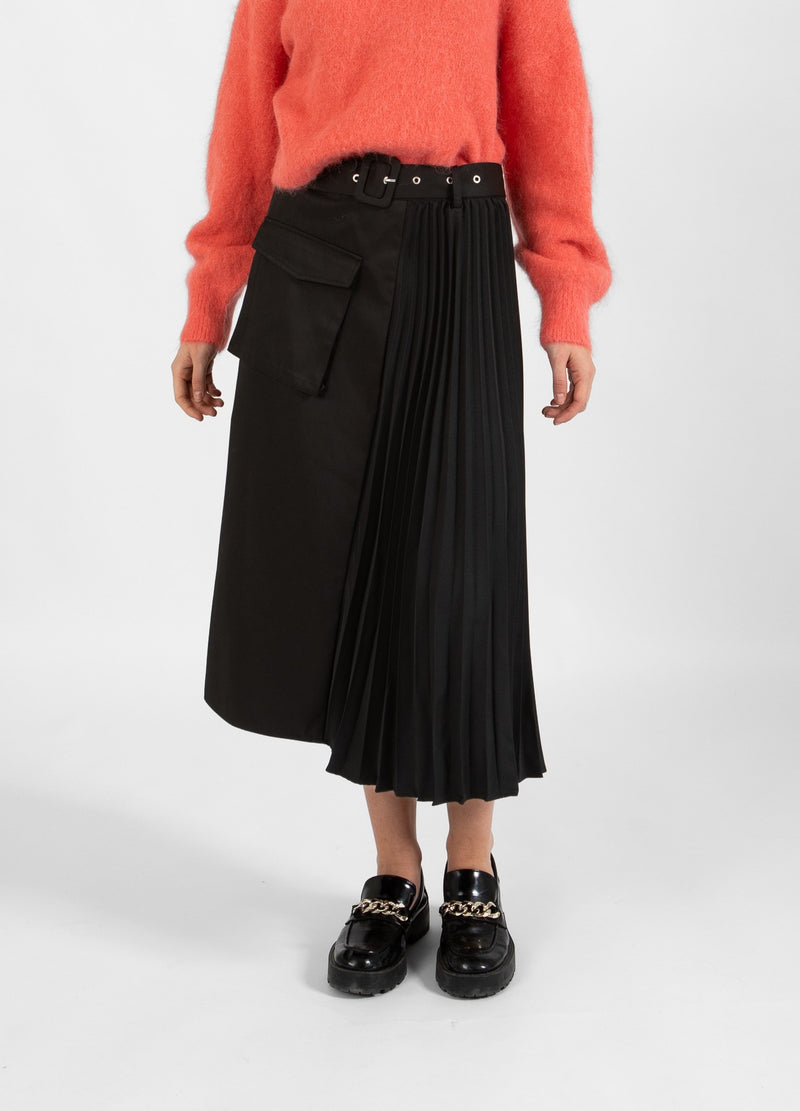 Coster Copenhagen  LANG NEDERDEL MED BÆLTE OG PLISSÉ Skirt Black - 100