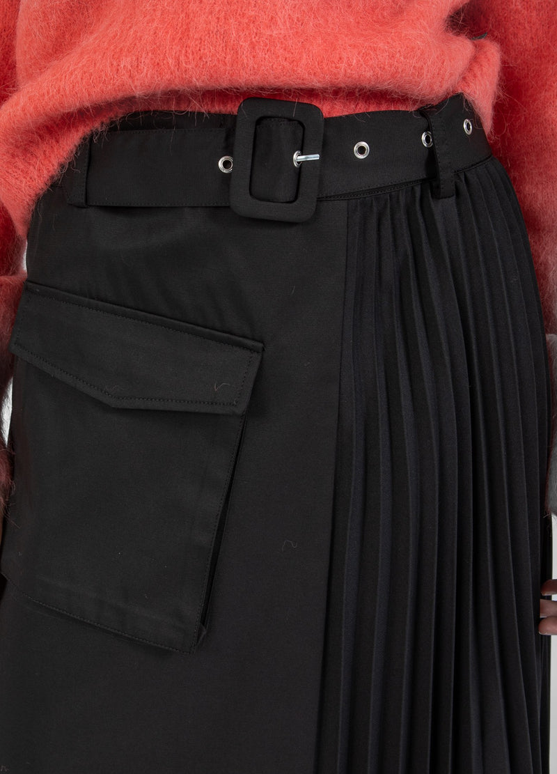 Coster Copenhagen  LANG NEDERDEL MED BÆLTE OG PLISSÉ Skirt Black - 100