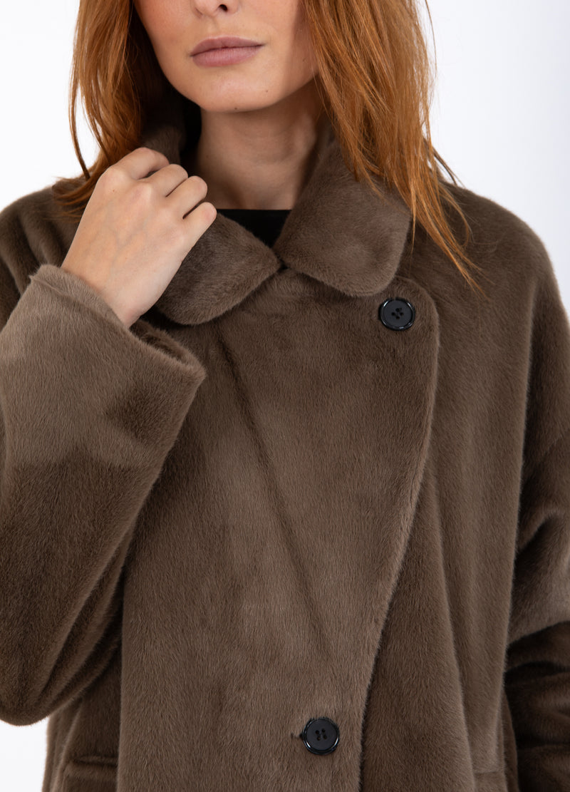 Coster Copenhagen LANG PELSFRAGT Outerwear Toffee Beige - 349