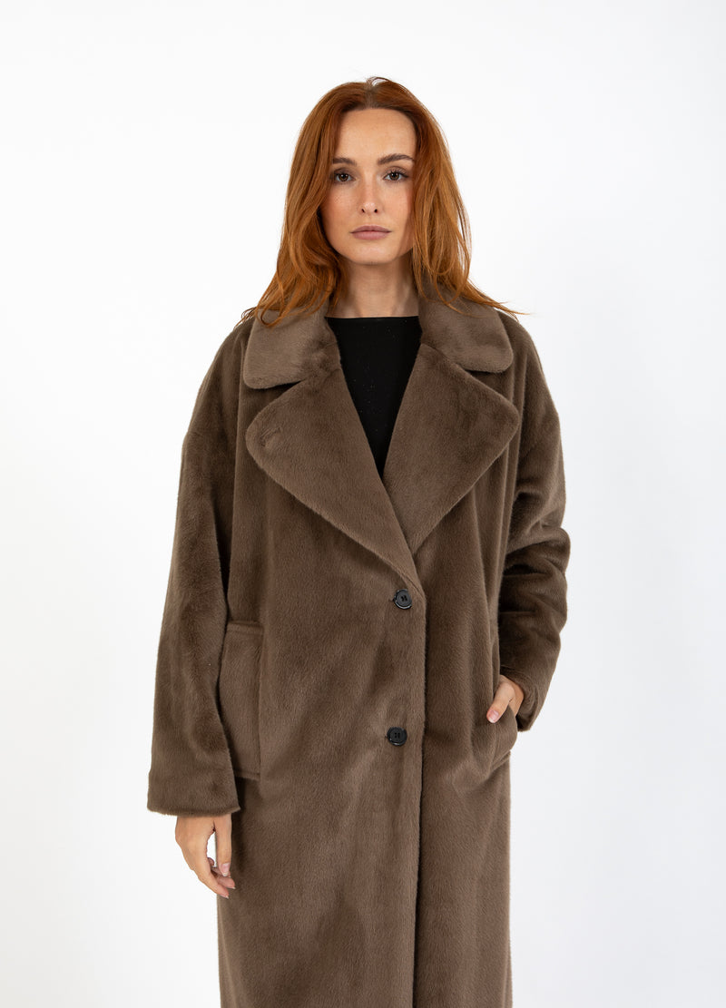 Coster Copenhagen LANG PELSFRAGT Outerwear Toffee Beige - 349