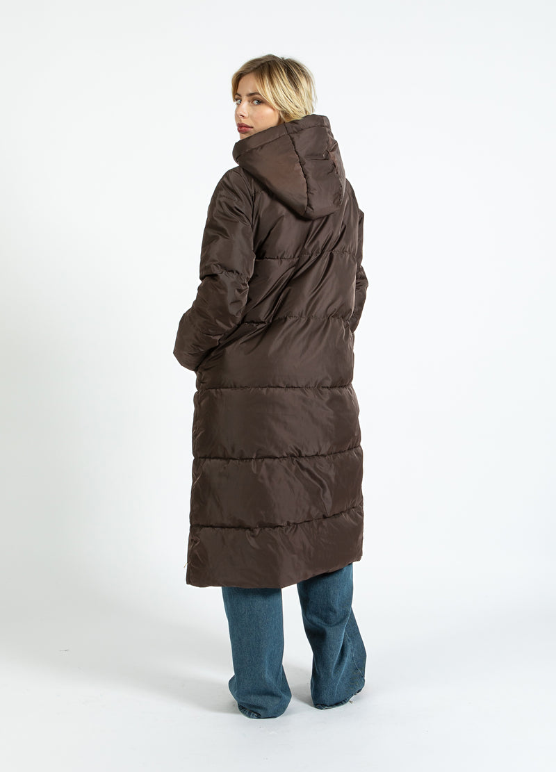 Coster Copenhagen LANG PUFFERJAKKE Outerwear Dark Brown - 335