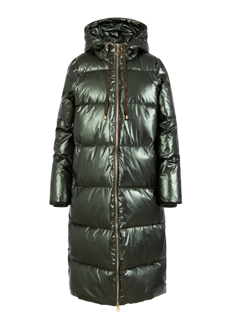 Coster Copenhagen LANG PUFFERJAKKE Outerwear Metallic army - 417