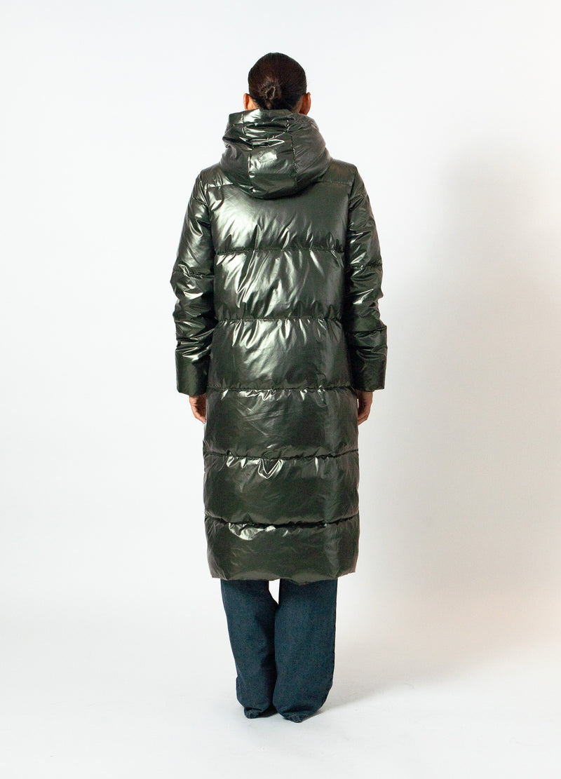 Coster Copenhagen LANG PUFFERJAKKE Outerwear Metallic army - 417