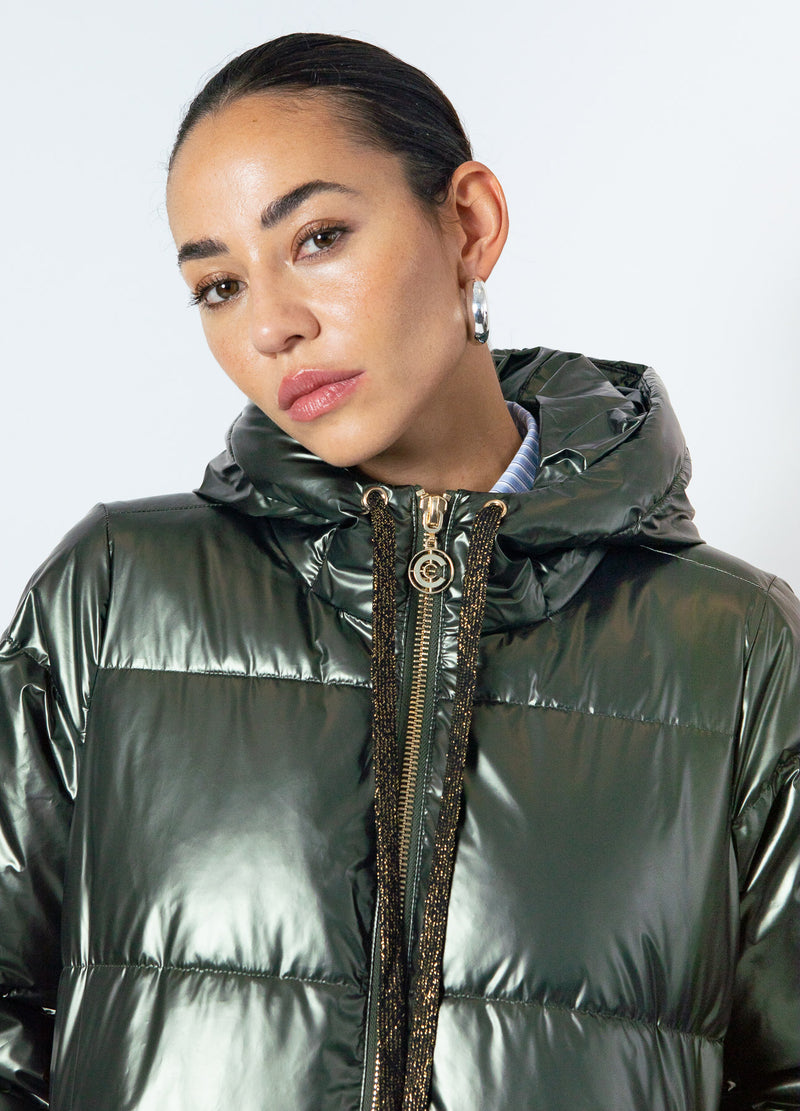 Coster Copenhagen LANG PUFFERJAKKE Outerwear Metallic army - 417