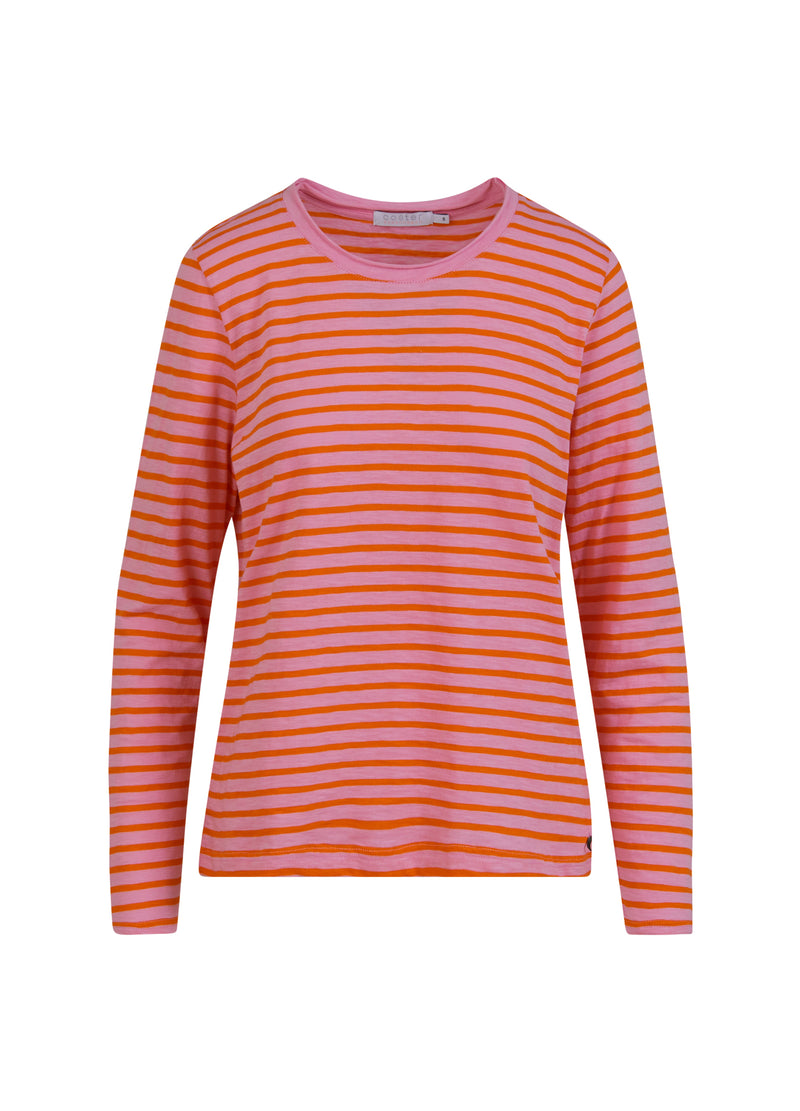 Coster Copenhagen LANG T-SHIRT MED STRIBER T-Shirt Baby pink/mandarin stripe - 666