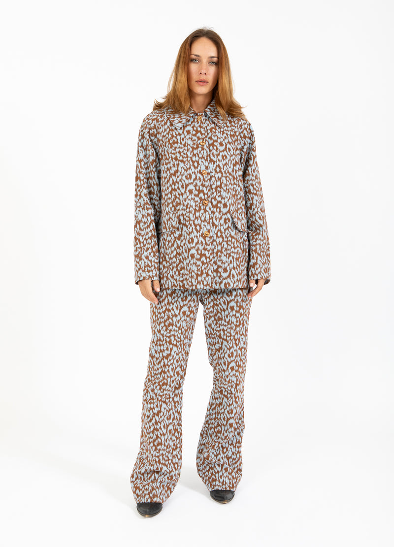 Coster Copenhagen LEO BUKSER - LUCIA FIT Pants Ice leo jaquard - 994