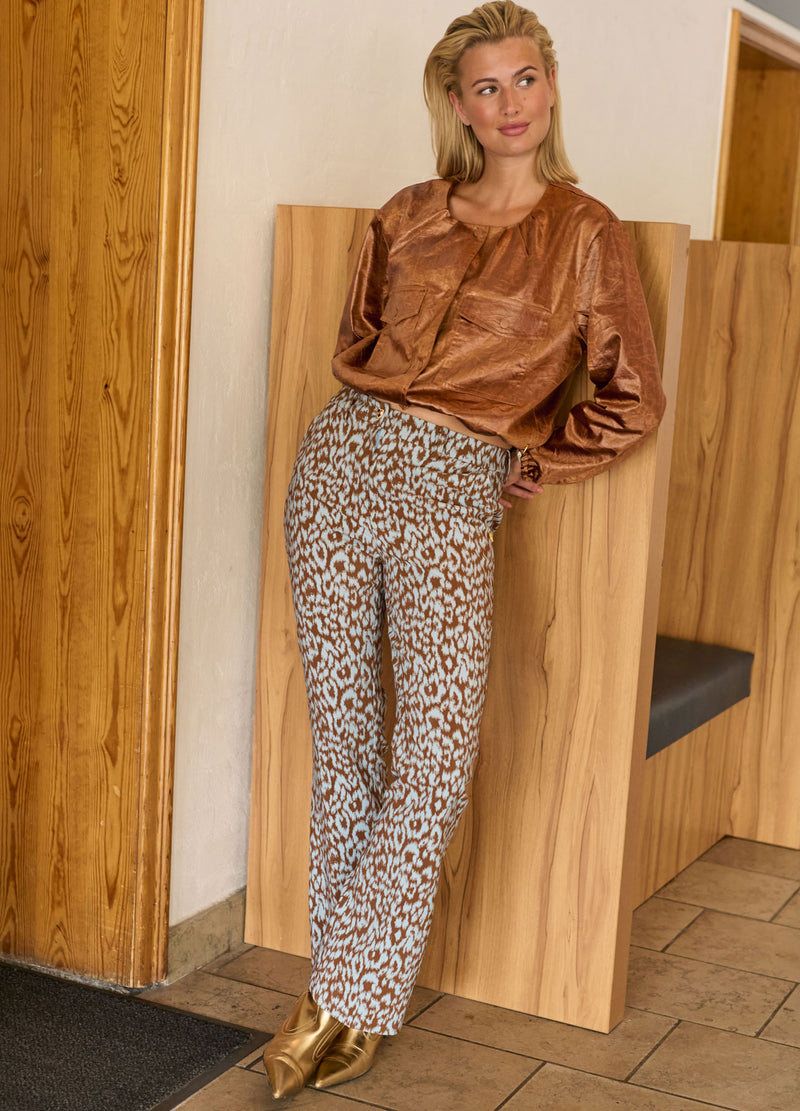 Coster Copenhagen LEO BUKSER - LUCIA FIT Pants Ice leo jaquard - 994
