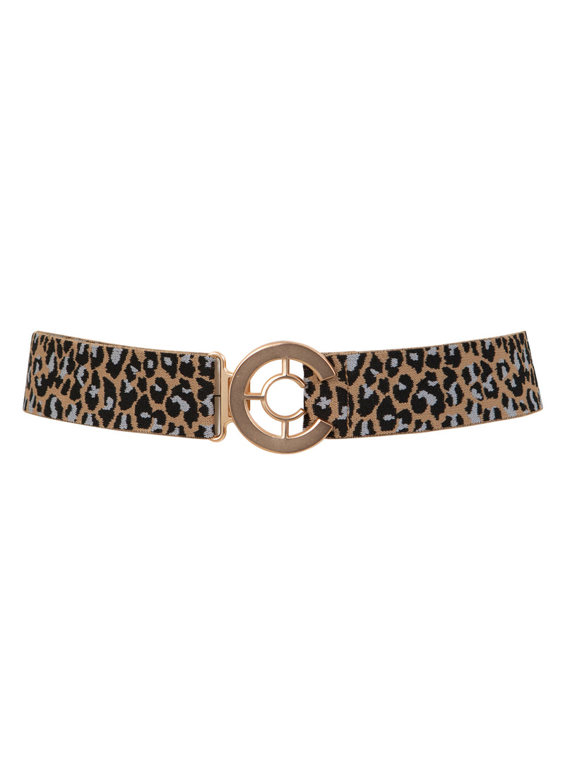 Coster Copenhagen LOGO BÆLTE MED TRYK Accessories Leo print sand - 277 (gold buckle)